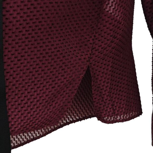 Reiss Swiss Dot Ruffle V-Neck Top Size 6 Berry Silk Blend Tie Neck Long Sleeves - Picture 5 of 9